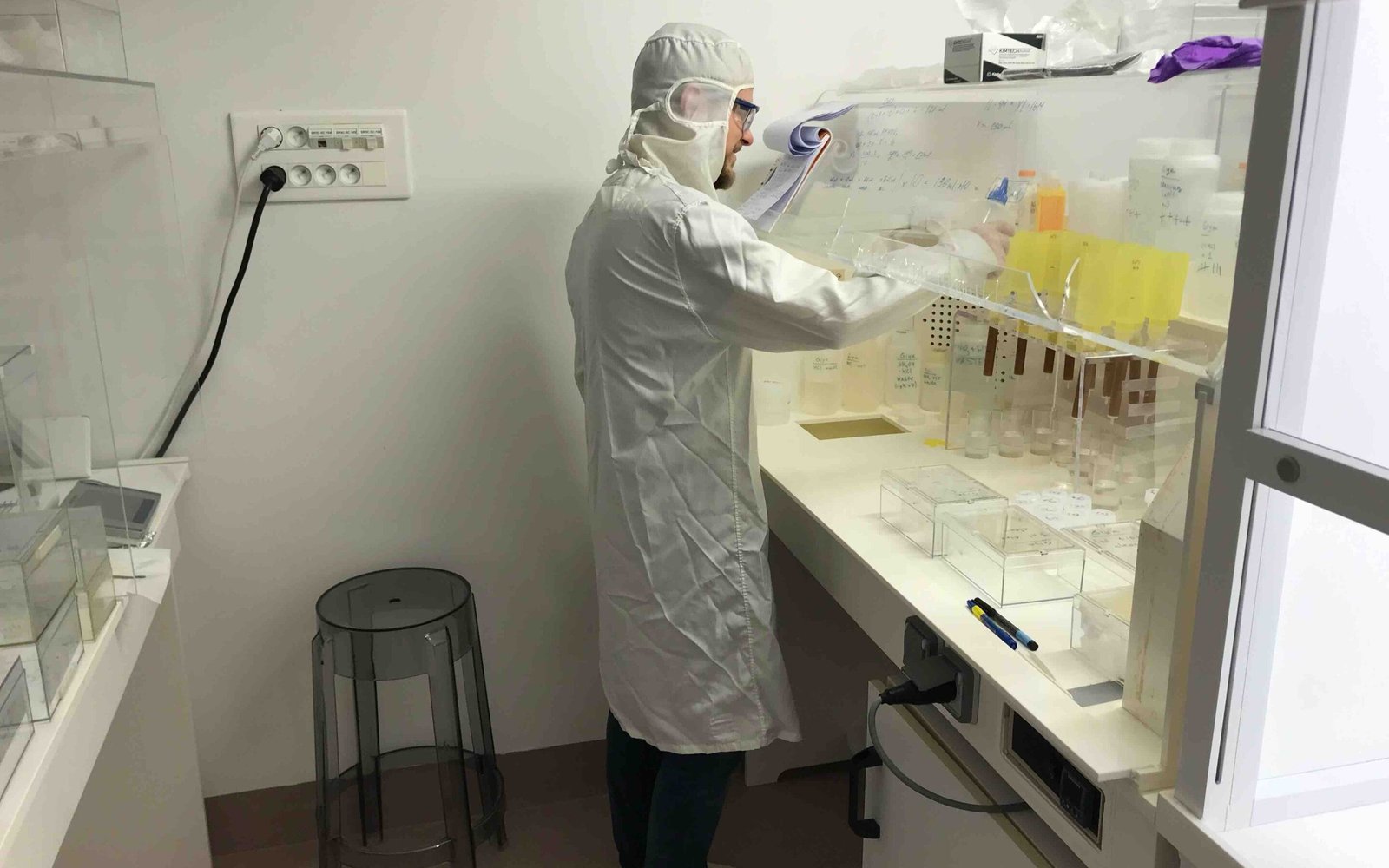 Georgy at work in our clean laboratory